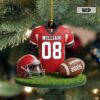 Personalized American Football Christmas Ornament, Custom Football Player Uniform Ornament, Football Helmet And Ball, Football Lovers Gift