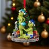 Personalized Grinch Christmas Ornament, Funny Green Monster Couple, Custom Holiday Tree Decoration, Christmas Ornament