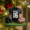 Personalized American Football Christmas Ornament, Custom Football Player Uniform Ornament, Football Helmet And Ball, Football Lovers Gift