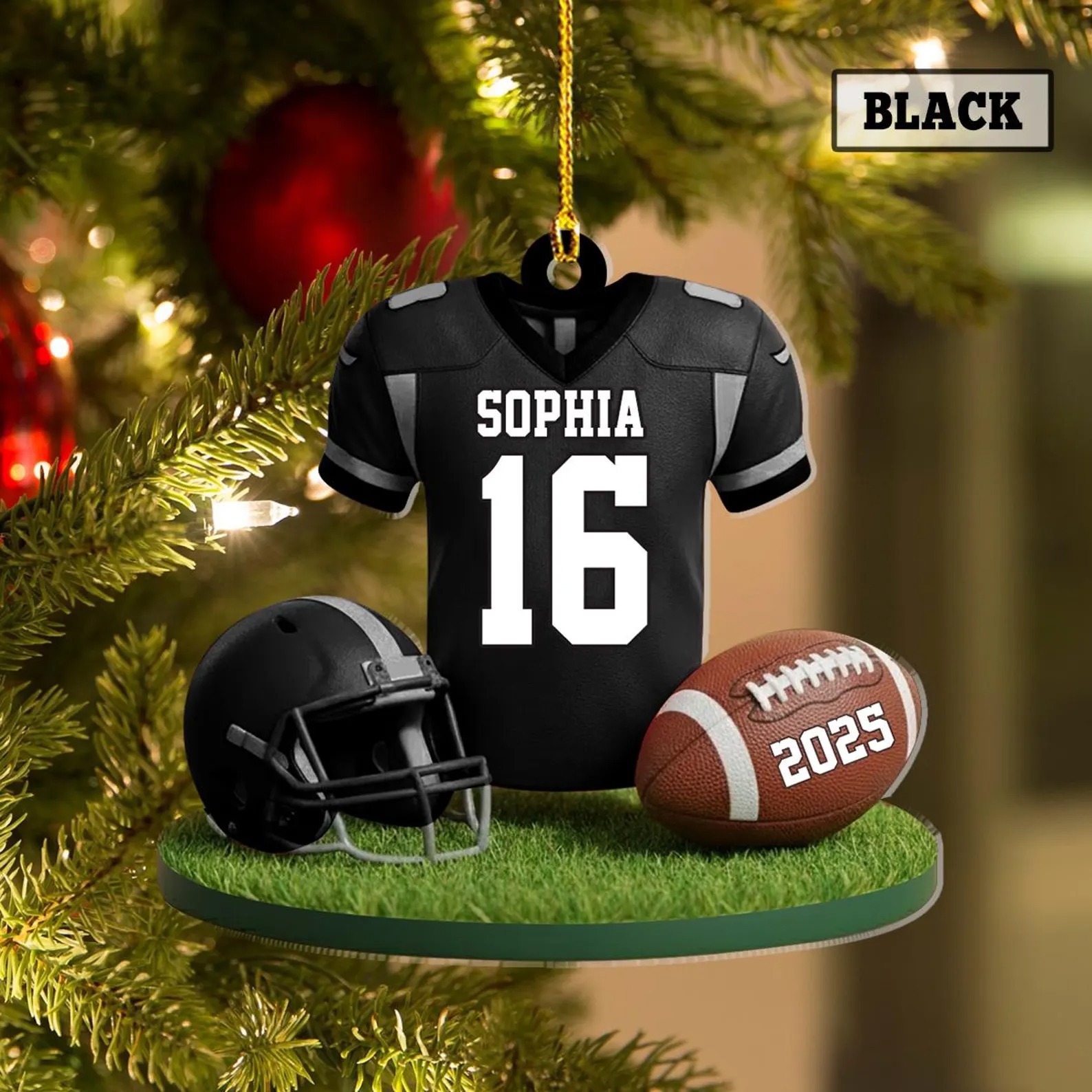 Personalized American Football Christmas Ornament, Custom Football Player Uniform Ornament, Football Helmet And Ball, Football Lovers Gift