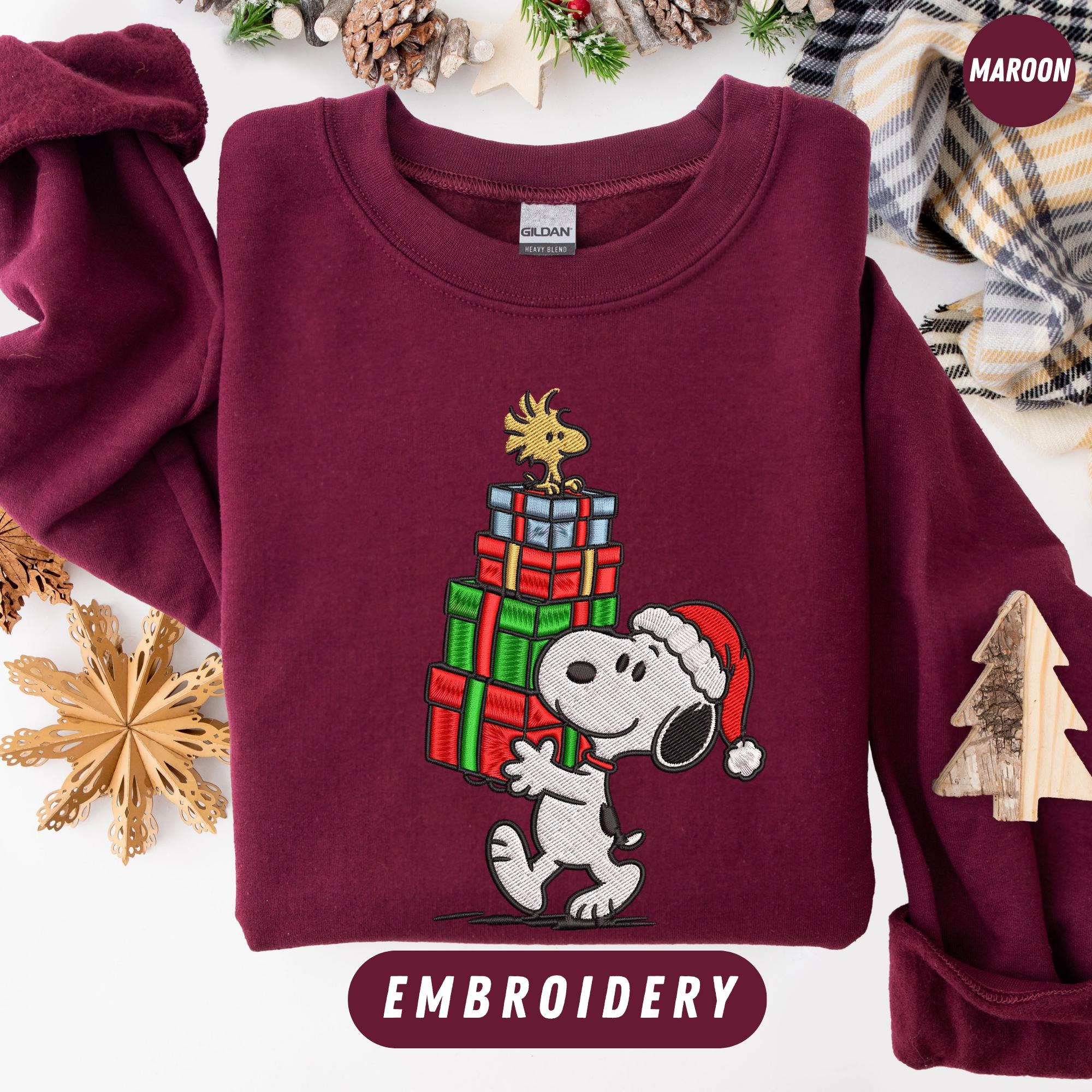 Embroidered Snoopy Christmas Sweatshirt: Holiday Festive Style
