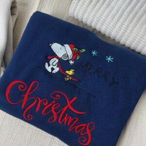 Embroidered Snoopy Christmas Sweatshirt: Peanuts Holiday Pullover