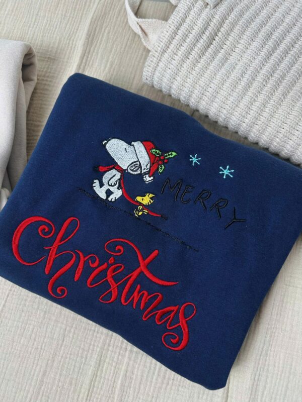 Embroidered Snoopy Christmas Sweatshirt: Peanuts Holiday Pullover