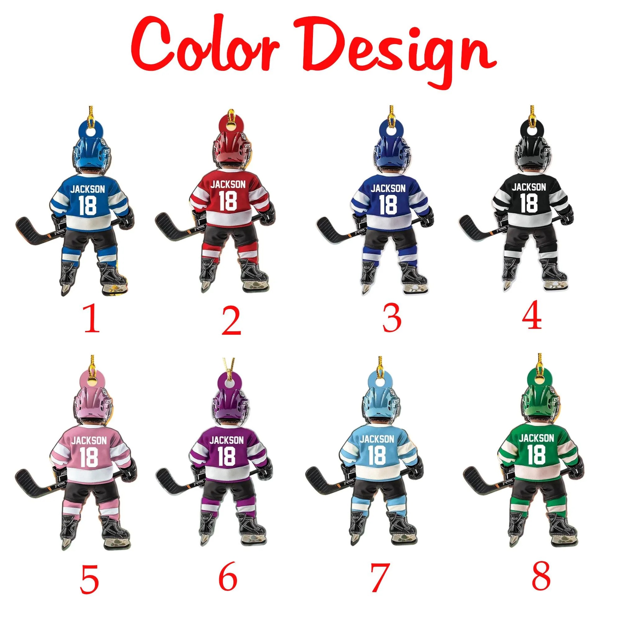 Personalized Hockey, Ice Hockey Ornament, 2D Flat Not 3D, Custom Hockey Ornament, Christmas Tree Decoration, Hockey Mom, Kid Ornament