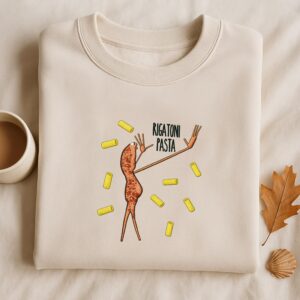 Marcus the Worm Embroidered Sweatshirt: Rigatoni Pasta Meme Shirt