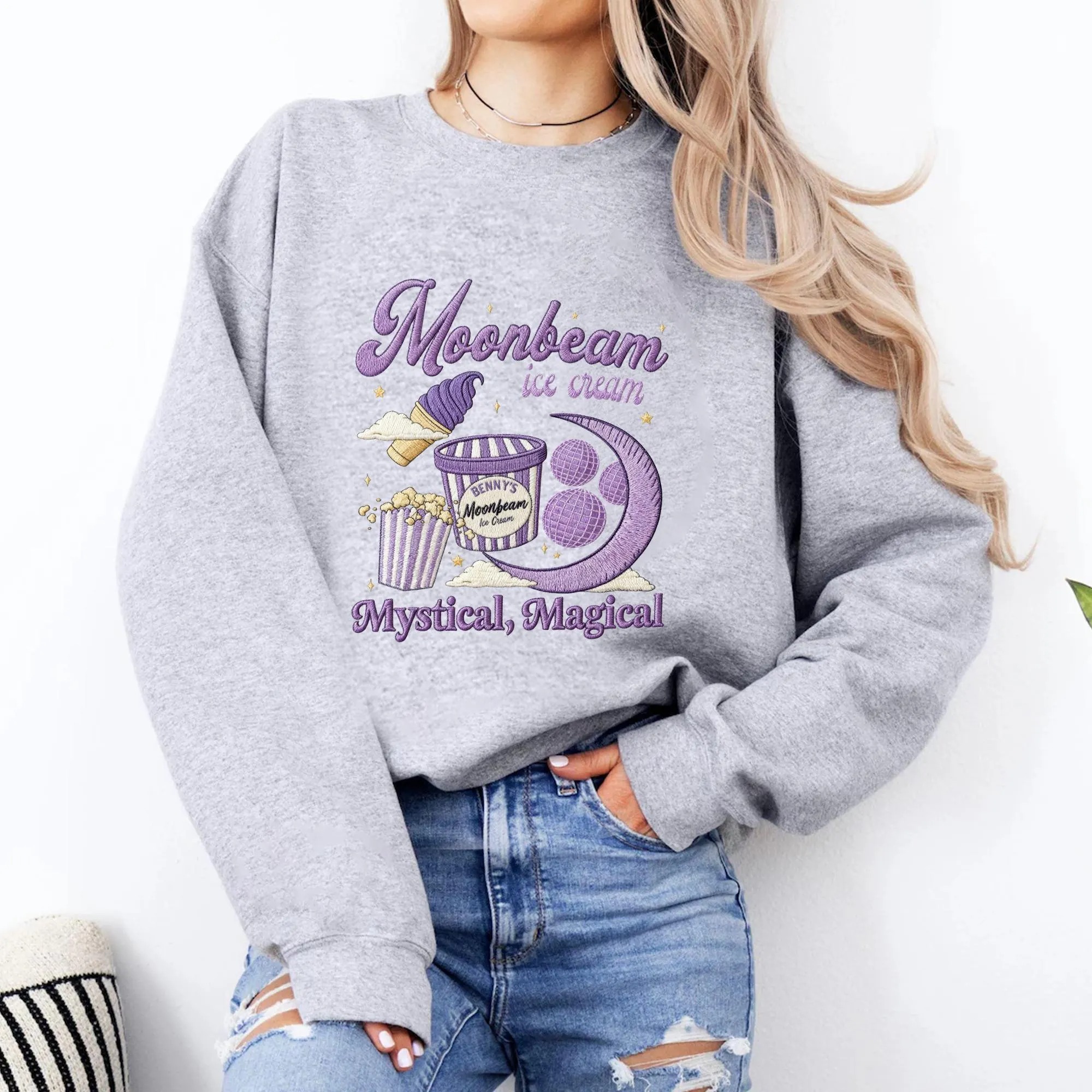 Embroidery Espon and Umbeon Matching Sweatshirt, Espon Psychic Sun and Crescent Moon Embroidery, Couple Anime Shirt, Gift for Her/Him