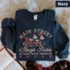 Embroidered Retro Mickey Minnie Main Street Sleigh Rides Sweatshirt, Disney Christmas Sweatshirt, Mickey Minnie Christmas Sweatshirt