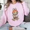 Embroidered LABUBU Crewneck, LABUBU Sweatshirt, Cute Monster Embroidery Shirt, Streetwear Cartoon Sweater, Kawaii LABUBU Gift