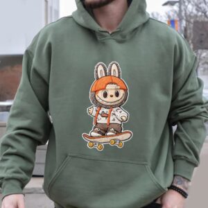 Embroidered LABUBU Crewneck, LABUBU Sweatshirt, Cute Monster Embroidery Shirt, Streetwear Cartoon Sweater, Kawaii LABUBU Gift