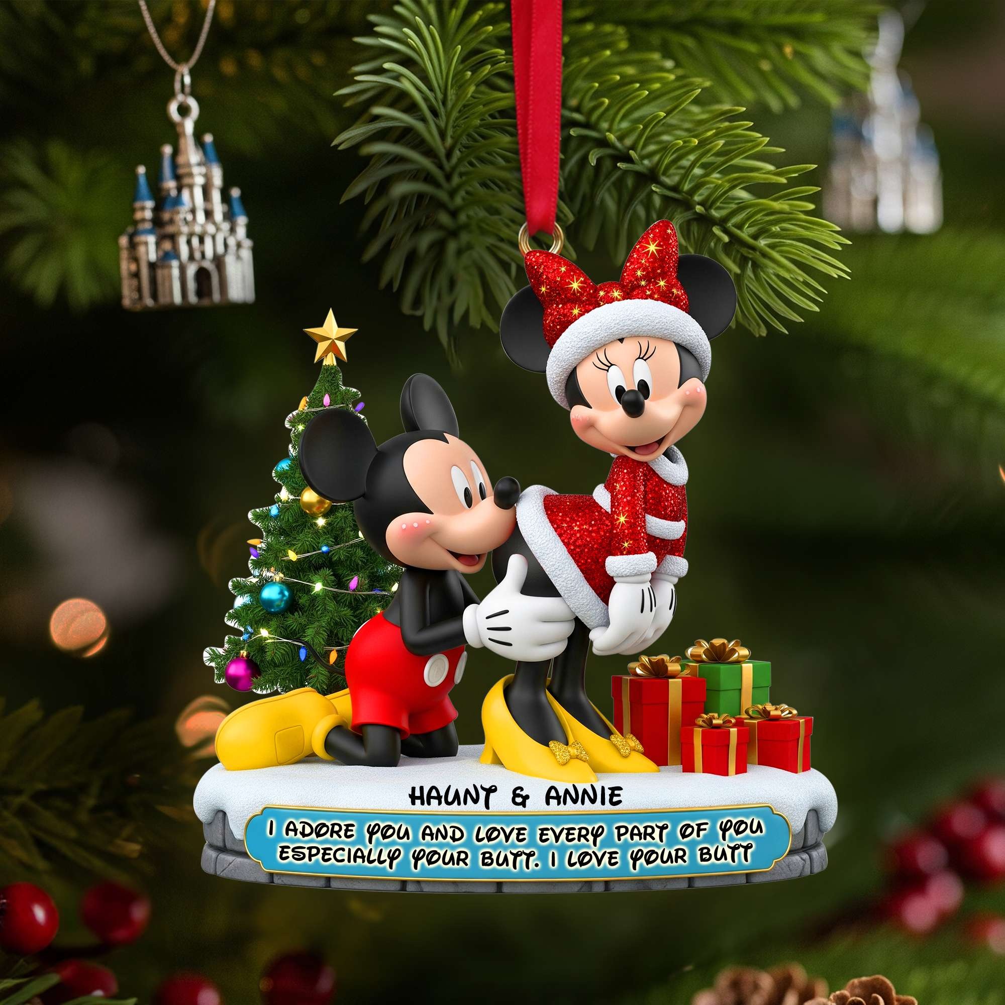 Mickey Mouse Christmas Ornament, Disney Christmas Tree Decoration Gifts, Disney Couple Ornament