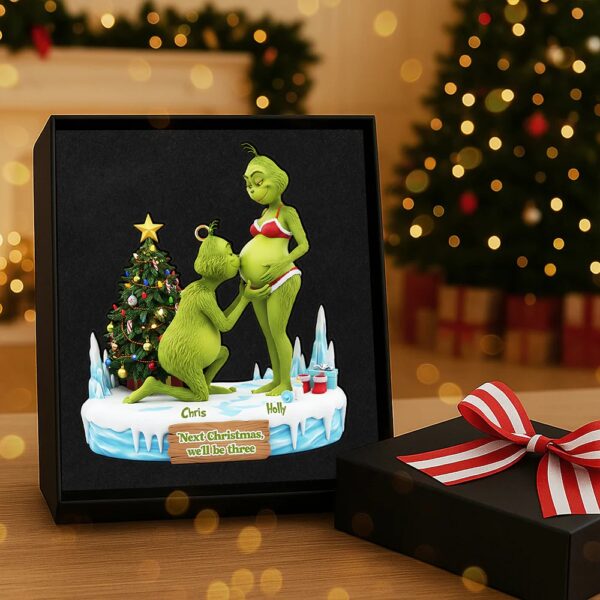 Personalized Grinch Christmas Ornament, Funny Green Monster Couple, Custom Holiday Tree Decoration, Christmas Ornamen
