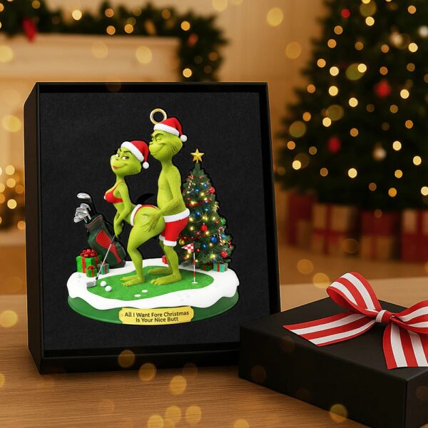 Personalized Grinch Christmas Ornament, Funny Green Monster Couple, Custom Holiday Tree Decoration, Christmas Ornament