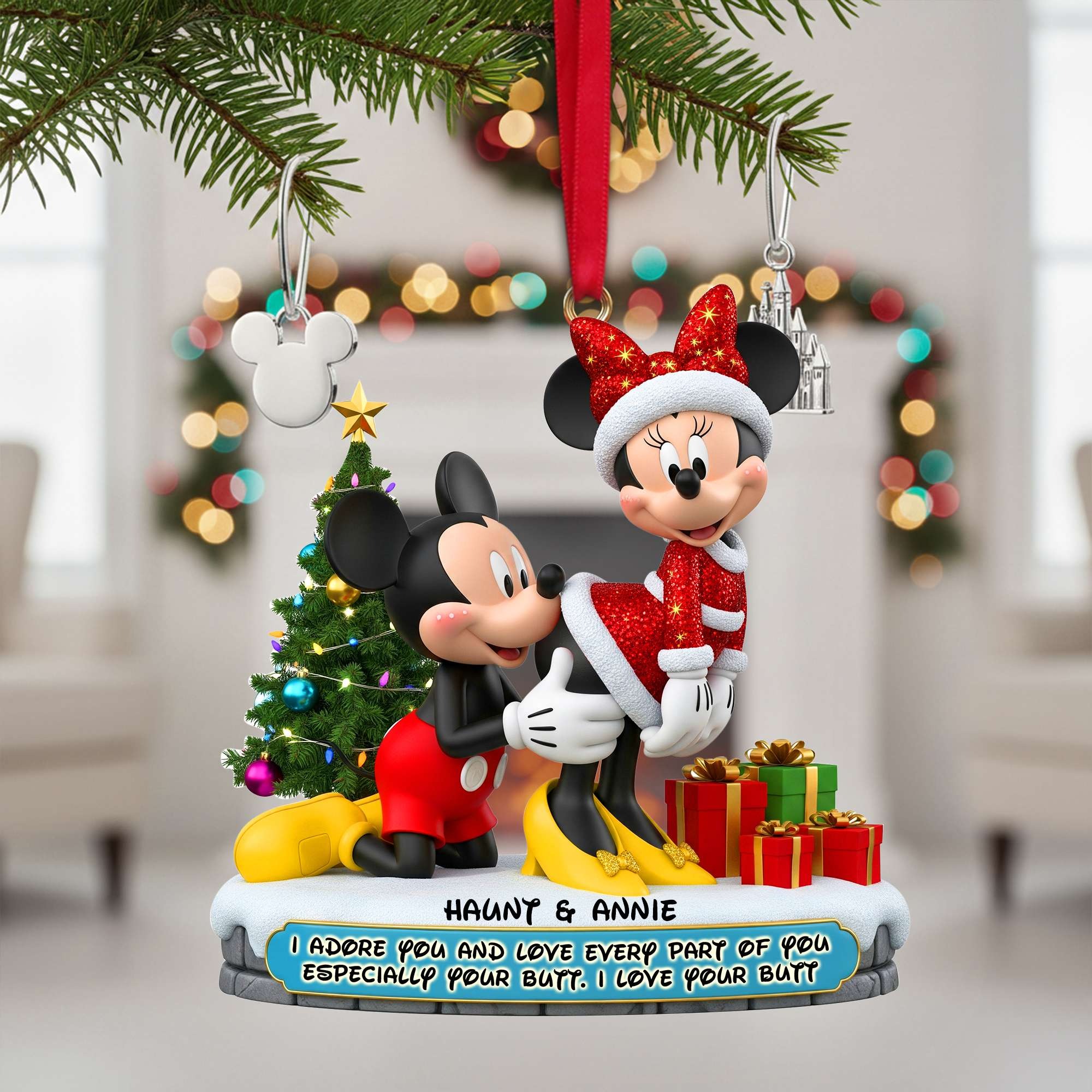 Mickey Mouse Christmas Ornament, Disney Christmas Tree Decoration Gifts, Disney Couple Ornament