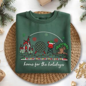 Embroidered Disney Christmas Home For The Holiday Sweatshirt, Xmas Epcot Embroidery Shirt, Mickey's Very Merry Xmas Party, Disneyland Trip