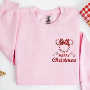 Embroidered Merry Christmas Sweatshirt, Mickey Sweatshirt, Minnie Mouse Sweatshirt, Disney Sweatshirt, Santa Mickey, Xmas Party Sweatshirt