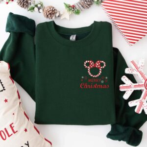 Embroidered Merry Christmas Sweatshirt, Mickey Sweatshirt, Minnie Mouse Sweatshirt, Disney Sweatshirt, Santa Mickey, Xmas Party Sweatshirt