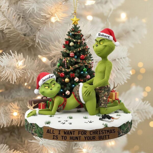 The Grinch Ornament, Merry Grinchmas Ornament, Funny Grinch Monster Ornament, Personalized Green Monster Couple Christmas