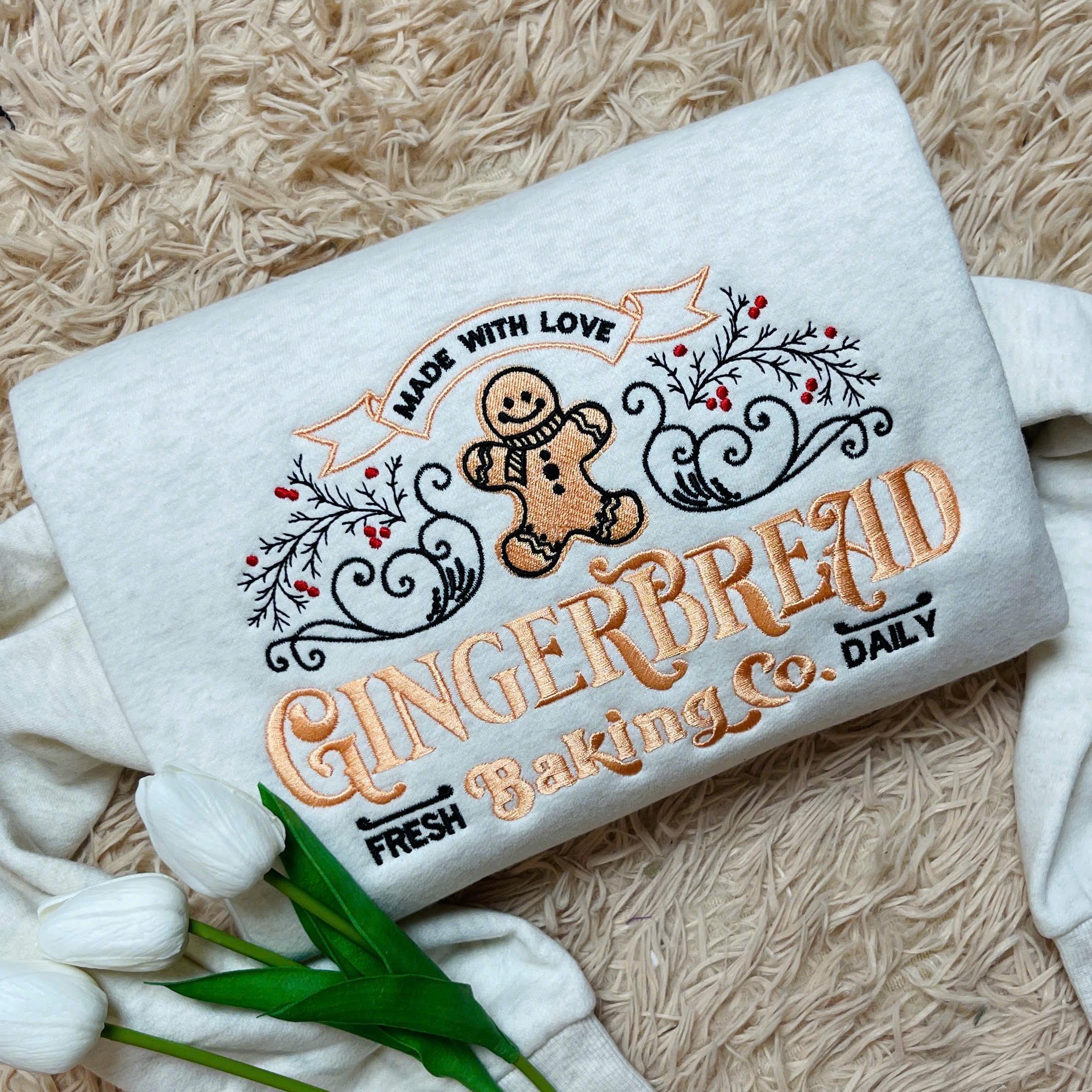 North Pole Gingerbread Embroidered Sweatshirt – Cozy Christmas Hoodie | Holiday Bakery Shirt | Matching Family Xmas Gift