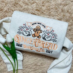 North Pole Gingerbread Embroidered Sweatshirt – Cozy Christmas Hoodie | Holiday Bakery Shirt | Matching Family Xmas Gift