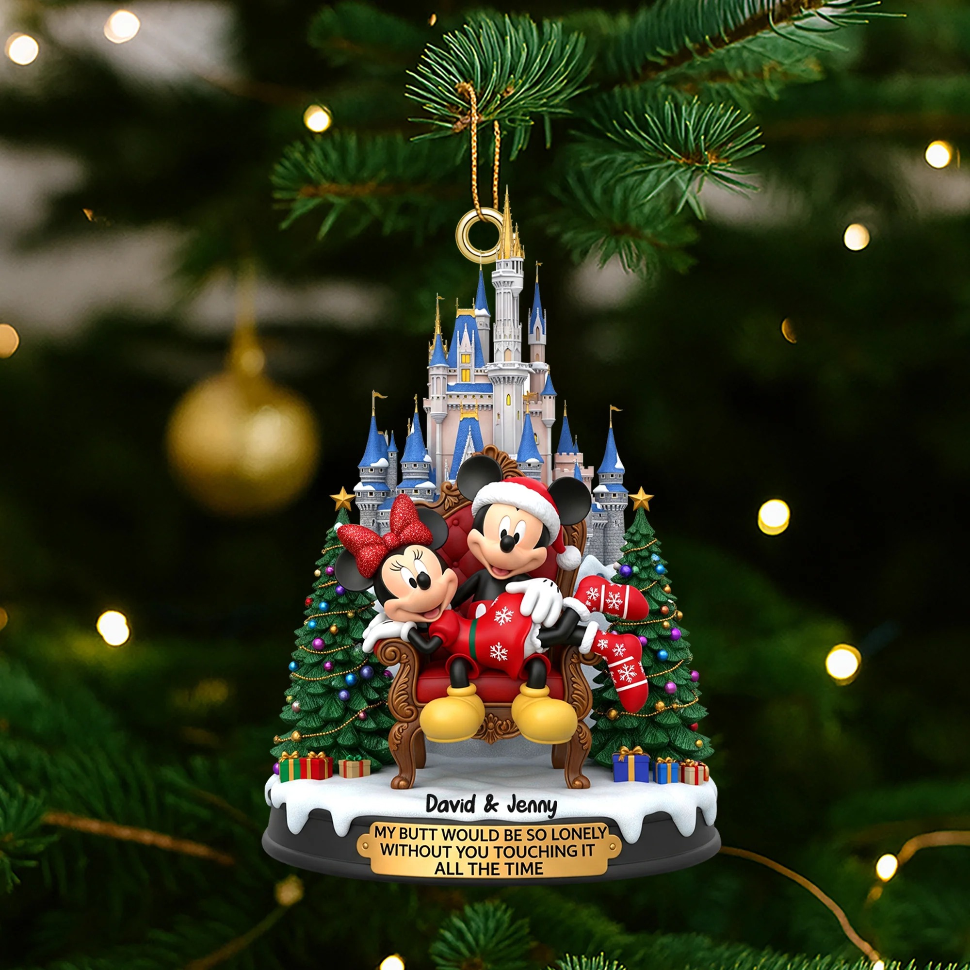 Mickey and Minnie Christmas Couple Ornament, Custom Disney Couple Ornament, Married Ornament