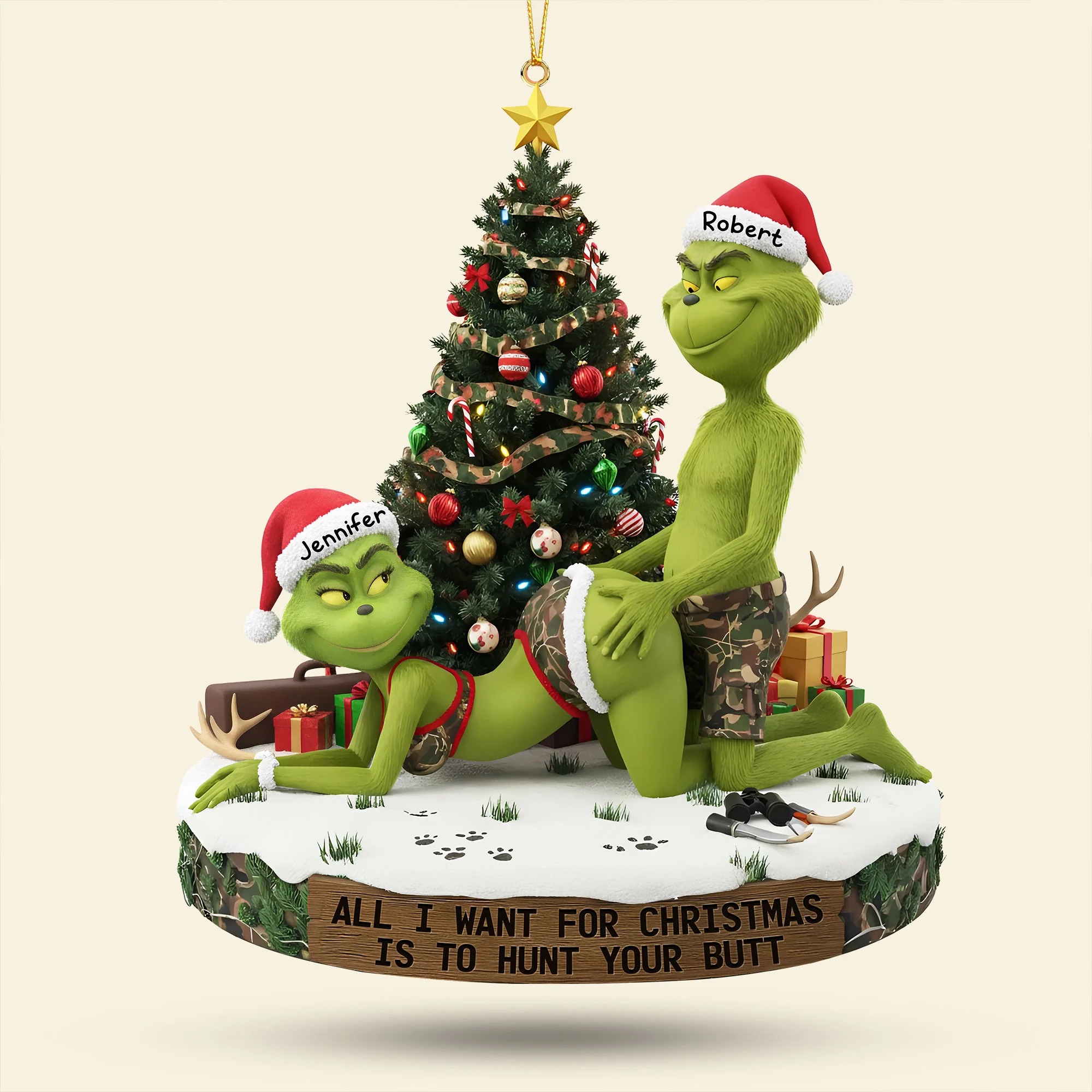 The Grinch Ornament, Merry Grinchmas Ornament, Funny Grinch Monster Ornament, Personalized Green Monster Couple Christmas