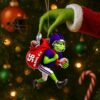 The Grinch Ornament, Merry Grinchmas Ornament, Green Monster Couple Christmas Ornament, Grinch Football Ornament, Funny Sports Acrylic Ornament