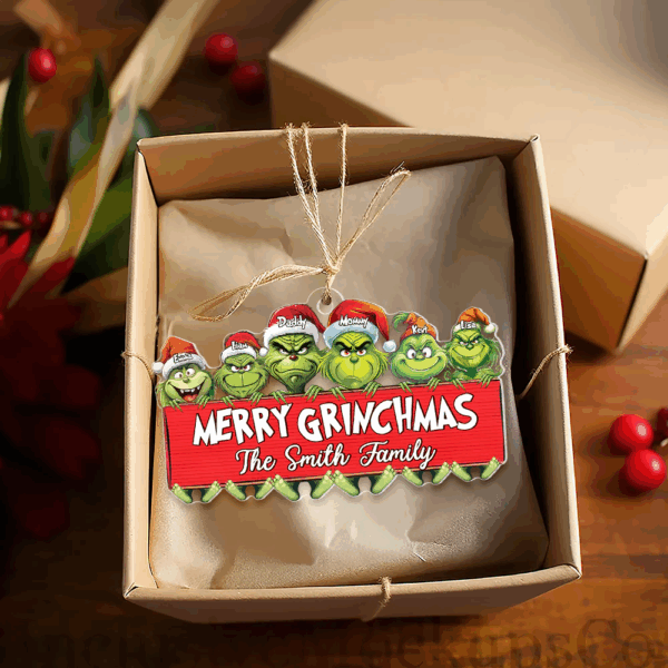 Custom Grinch Family Ornament, Funny Christmas Ornament, Grinchmas Family Xmas Tree Decor