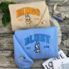 Funny Family Dog Bluey Embroidered Sweatshirt, Cute Dog Bluey Sweater, Cute Bingo Embroidered Hoodie, Cartoon Embroidered Hoodie.