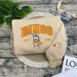 Funny Family Dog Bluey Embroidered Sweatshirt, Cute Dog Bluey Sweater, Cute Bingo Embroidered Hoodie, Cartoon Embroidered Hoodie.