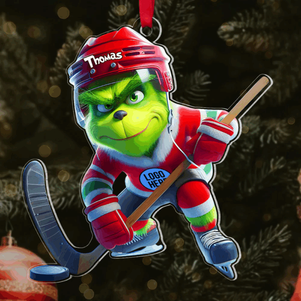 The Grinch Ornament, Merry Grinchmas Ornament, Green Monster Couple Christmas Ornament, Grinch Football Ornament, Funny Sports Acrylic Ornament