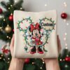 EMBROIDERED Custom Minnie Christmas Lights Sweatshirt, Personalized Disney Xmas Tee, Minnie Mouse Holiday Crewneck
