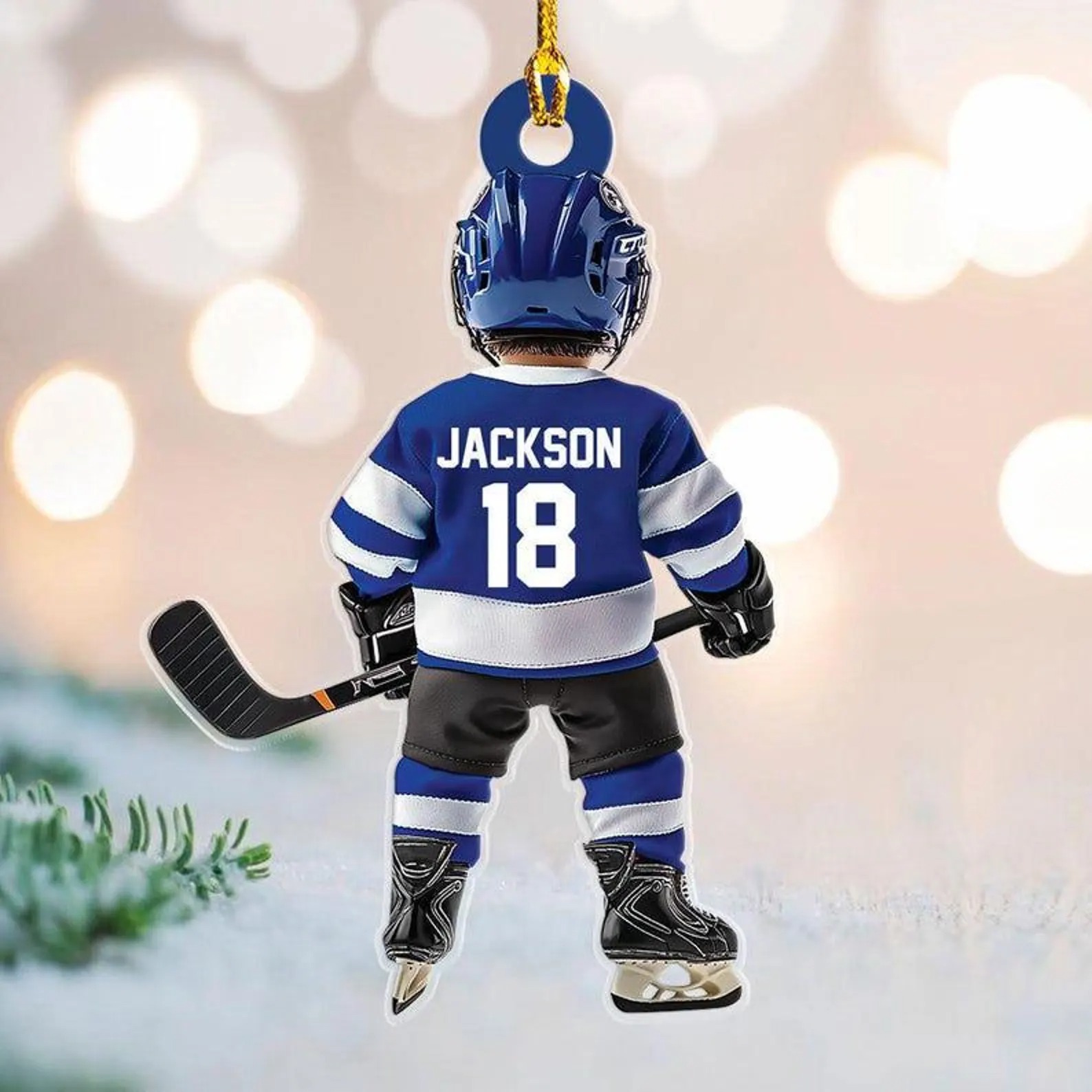 Personalized Hockey, Ice Hockey Ornament, 2D Flat Not 3D, Custom Hockey Ornament, Christmas Tree Decoration, Hockey Mom, Kid Ornament