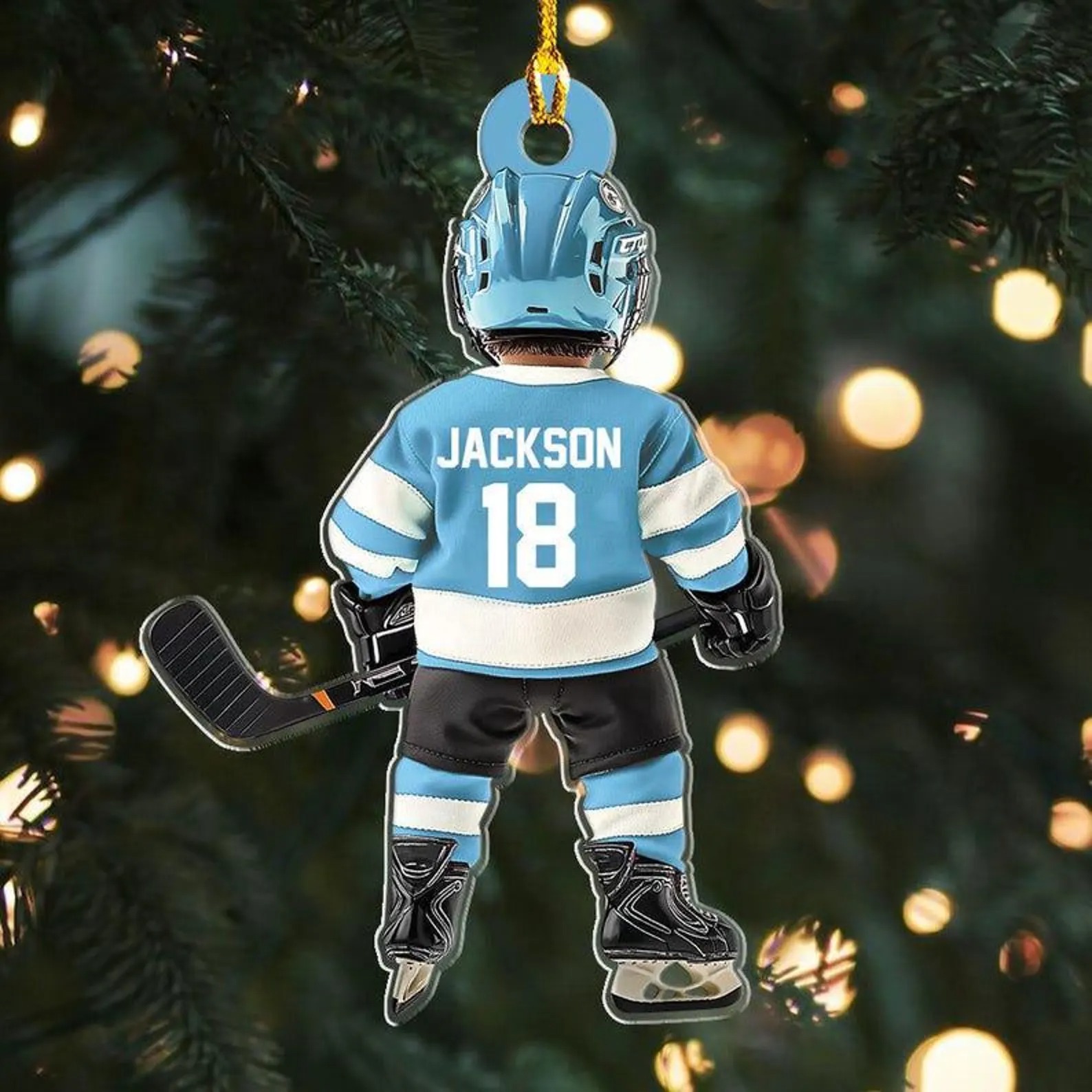 Personalized Hockey, Ice Hockey Ornament, 2D Flat Not 3D, Custom Hockey Ornament, Christmas Tree Decoration, Hockey Mom, Kid Ornament