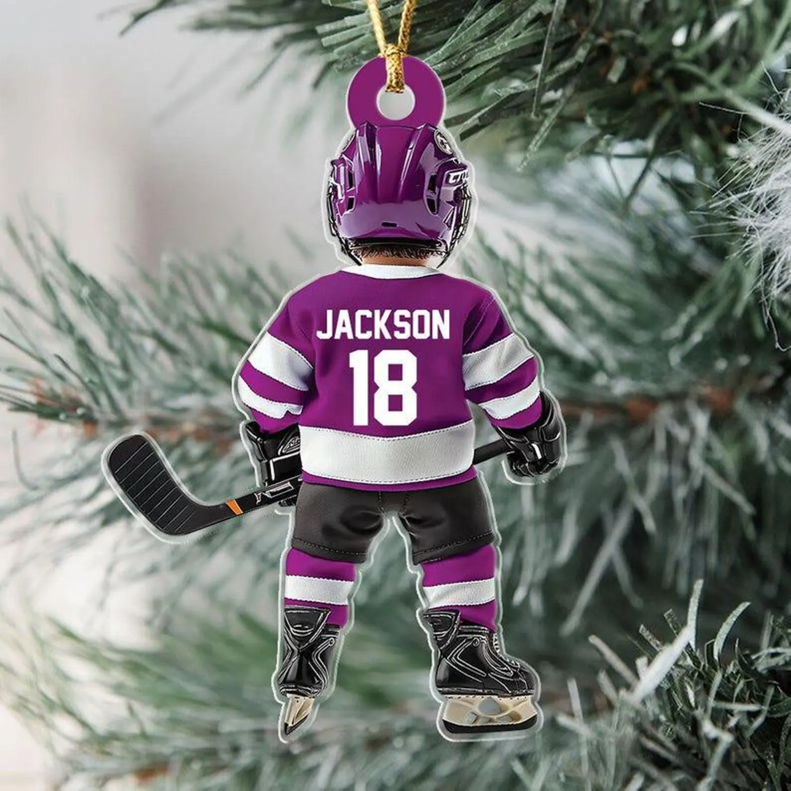 Personalized Hockey, Ice Hockey Ornament, 2D Flat Not 3D, Custom Hockey Ornament, Christmas Tree Decoration, Hockey Mom, Kid Ornament