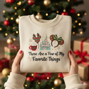 Embroidered Disney Christmas Sweatshirt, These Are My Favorite Things Sweater, Magical Castle Holiday Shirt, Disneyland Christmas Shirt