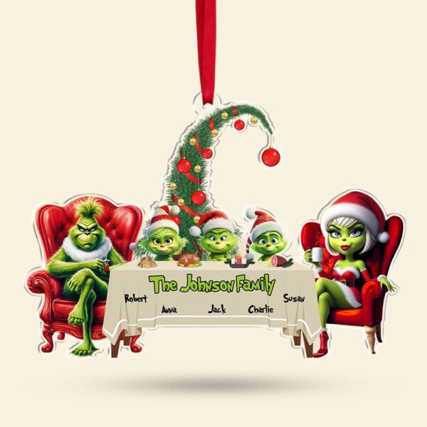 Custom Grinch Family Ornament 2025, Funny Christmas Ornament, Personalized Family Christmas Ornament