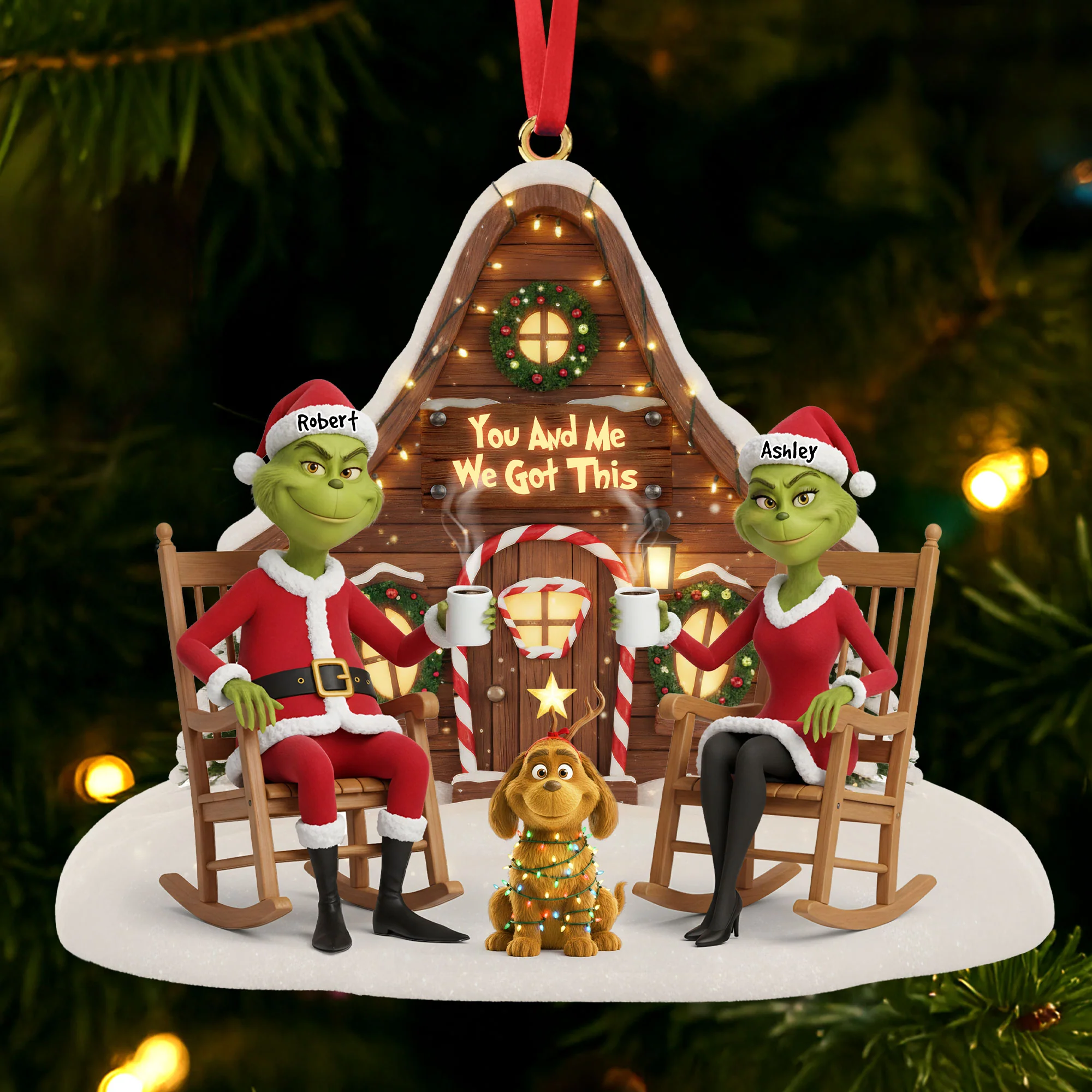 Green Monster Couple Christmas, Grinchmas Ornament, The Grinch Christmas Ornament