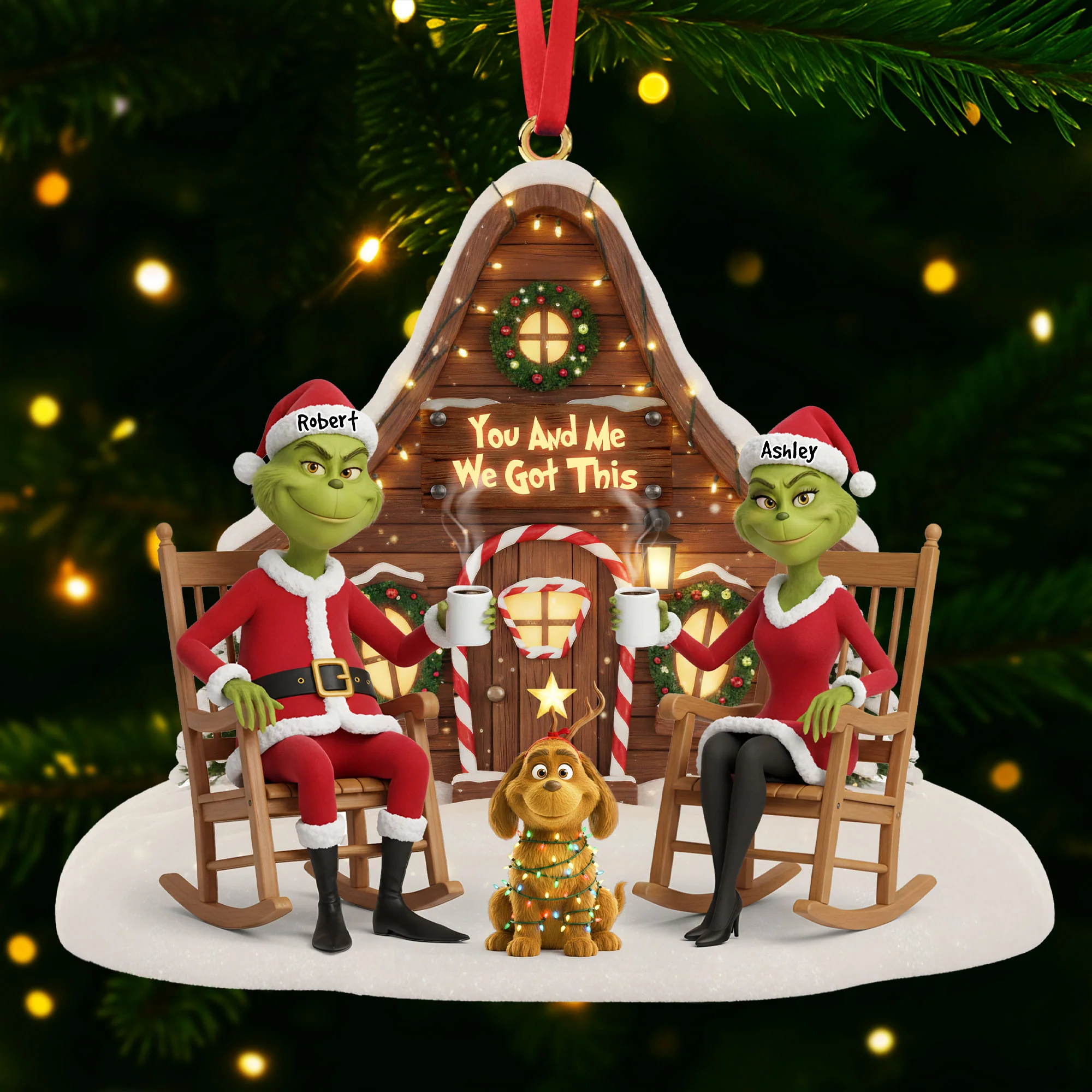 Green Monster Couple Christmas, Grinchmas Ornament, The Grinch Christmas Ornament