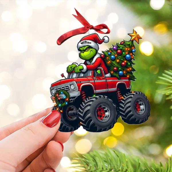 The Grinch Ornament, Merry Grinchmas Ornament, Green Monster Couple Christmas Ornament, Green Couple Ornament Anniversary Gift
