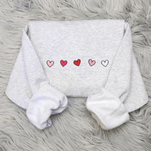 Embroidered Mini Hearts Crewneck, Elegant Valentine's Sweatshirt