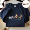 Embroidered Winnie The Pooh And Friends Christmas Sweatshirt, Pooh Bear Christmas Shirt, Embroidered Disney Sweatshirt, Disney Xmas Gifts