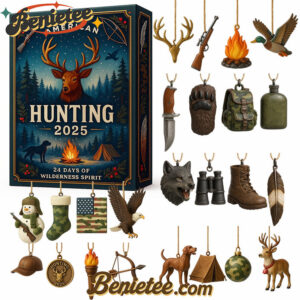 2025 American Hunting Advent Calendar, Christmas Countdown Advent Calendar Gift Box with 24 Acrylic Ornaments