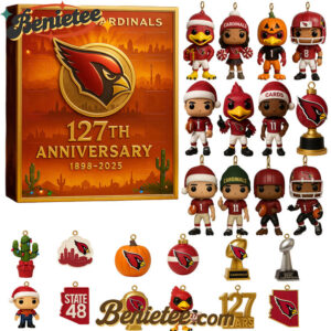 2025 Arizona Cardinals Advent Calendar, Christmas Countdown Advent Calendar Gift Box with 24 Acrylic Ornaments
