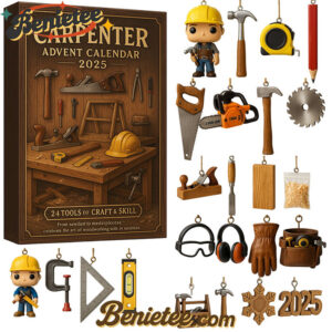 2025 Carpenter Advent Calendar, Christmas Countdown Advent Calendar Gift Box with 24 Acrylic Ornaments