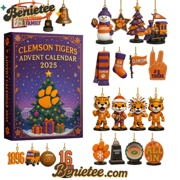2025 Clemson Tigers football Advent Calendar, Christmas Countdown Advent Calendar Gift Box with 24 Acrylic Ornaments