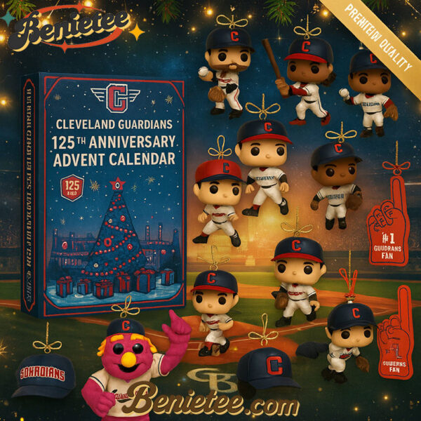 2025 Cleveland Guardians 125TH ANNIVERSARY Advent Calendar, Christmas Countdown Advent Calendar Gift Box with 24 Acrylic Ornaments