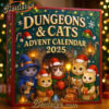 2025 Dungeons & Cats Advent Calendar, Christmas Countdown Advent Calendar Gift Box with 24 Acrylic Ornaments