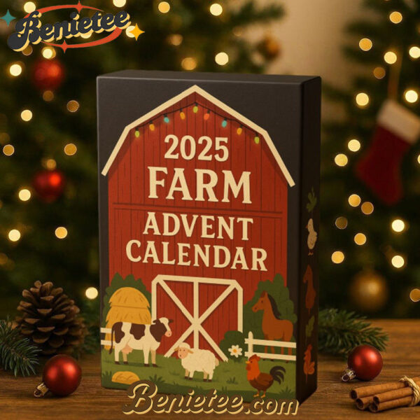 2025 Farm Advent Calendar, Christmas Countdown Advent Calendar Gift Box with 24 Acrylic Ornaments