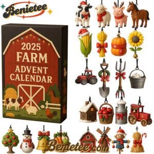 2025 Farm Advent Calendar, Christmas Countdown Advent Calendar Gift Box with 24 Acrylic Ornaments