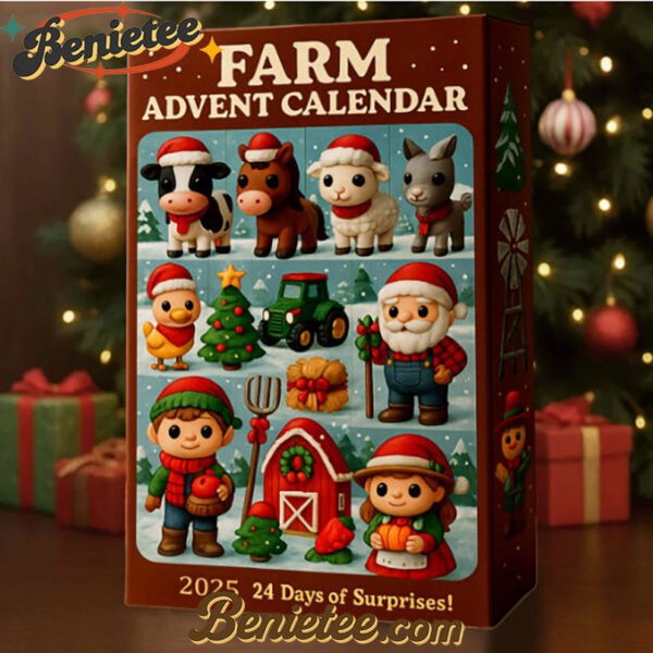 2025 Farm Advent Calendar, Christmas Countdown Advent Calendar Gift Box with 24 Acrylic Ornaments